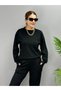 Women's Long Sleeve Crew Neck Viscose Two Thread Blouse and Pants Double Suit - 2