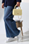 Yellow Women's Small Box Model Hand and Shoulder Bag with Gold Chain Strap and Handle – Stylish and Elegant - 4