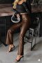 Women's High Waist Wide Leg Leather Pants - 4