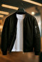 Unisex Oversized New Season Double Pocket Black Bomber Jacket - 4