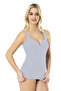 Cotton Ribbed Knit Thick Straps Low-Cut Lined V-Neck White, Black, Blue, Powder Women's Undershirt/T-Shirt - 8