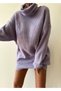 Gray Turtleneck Knitwear Dress - 3