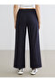 Wide Leg Women's Trousers with Elastic Waist - 4