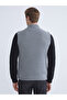 Gray Standard Fit Mock Neck Men's Knitwear Vest - 5