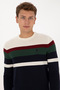 Men's Slim Fit Crew Neck Navy Blue Sweater 50308234-Vr033 - 2