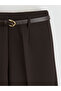 Wide Leg Women's Pleated Pants with Belt - 5