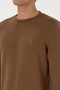 Men's Slim Fit Crew Neck Khaki Melange Basic Sweater 50307779-Vr125 - 7