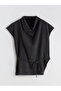 Flowy Collar Belted Waist Blouse - 5