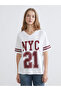 Plus New Season V-Neck Printed Oversize Women's T-Shirt
