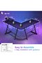 L-Shaped Modern Black Gaming Desk with Movable Monitor Shelf - 3