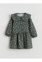 Lcw Kids Green Muslin Floral Girl's Dress with Gencc Quality - 3