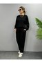 Women's Long Sleeve Crew Neck Viscose Two Thread Blouse and Pants Double Suit