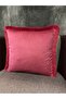 Imported Silk Velvet Fuchsia Color Tassel Kirlent Kilifi 43X43Cm - 3