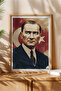 Mustafa Kemal Atatürk Printed Painting Huhu496 - Single Painting Natural Wooden Frame