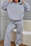 Women's Gray and Navy Blue 2-Piece Oversized Hooded Tracksuit Set Winter Cotton Lined - 3