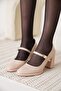 Beige women's high heeled shoe tr18ms12b - 2