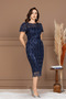 Fully Beaded Pencil Long Dress - NAVY - 6