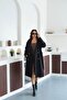 Lined Belt Detailed Black Color Trench Coat Mlb079 - 4