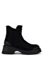 Women's Genuine Leather Black Nubuck Heeled Boots