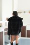 Women's Black Pocket Shawl Collar Snap Detail Premium Faux Fur Coat Mlb080 - 4