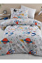 Single Ranforce 100% Cotton Elastic Sheet Duvet Cover Set for Children and Teenagers' Room Patterned 160X220 cm (57 Threads) - 5