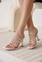 Capella White Women's Stone Heeled Slippers - 6