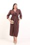 Women's Brown Slim Fit V-Neck Midi Formal Dress - 2