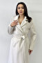 Women's Lined Belted Cashmere Coat Beige, Burgundy, Navy Blue, Black - 3