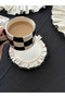 حامل أكواب من الكتان المطرز الطبيعي مع كشكشة - 4