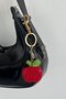 Gold Color Apple Figured Red Stone Detailed Bag Charm/ Keychain