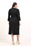 Women's Black Slim Fit Accessory Detail Midi Dress - 6