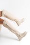 Beige Leather Riding Over-The-Knee Fur Non-Slip Sole Zippered Kety Women's Boots - 6