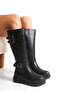 Black Leather Women's Boots Non-Slip Sole Zippered Emy - 2