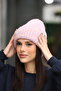 Women's Pink Soft Textured Ribbed Knitted Winter Beanie - 6
