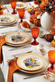 Bone Blue Pumpkil 14 Piece Breakfast Set for 6 People