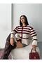 Women's Stripe Patterned Lace-Like Knit Cardigan - 3