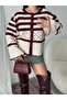 Women's Stripe Patterned Lace-Like Knit Cardigan
