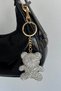 Silver Color Stone Detailed Bag Charm/Keychain with Gold Color Teddy Bear Figure