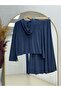 Barina Pat Detailed Kangru Pocketed Skirt Suit-As084 Navy Blue - 7
