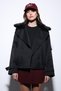 Black Faux Fur Short Women's Trench Coat - 5