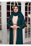طقم فستان سهرة إسلامي بحزام وتفاصيل حجرية (يشمل الشال) - 4