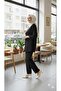 Black Hijab Two-Piece Set with Tie-Front Kimono Jacket and Wide-Leg Pants, Casual Chic, New Season - 2