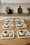 6 Pieces Coffee Presentation Tray Mesh Patterned Rectangular White - 6