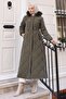 Zippered Hooded Quilted Coat Khaki 19277