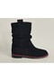 Women's Genuine Leather Black Suede Bellows Boots with Sole and Stitching Detail - 2