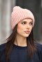 Women's Pink Soft Textured Ribbed Knitted Winter Beanie Hat - 5