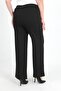 Women's Black Stretchy Waist Buttoned Wide-Leg Stretch Fabric Pants - 3