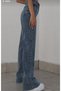 Hera Dark Blue Snow Wash Loose Palazzo Wideleg Jean Power Lycra Women's High Waist - 4