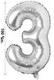 Foil Balloon Number 3 Helium Balloon 100 Cm Silver Color