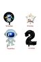 6-Piece Space Themed Astronaut Foil Balloon Set 8 Years Old Black Number Balloon Set Space Star Themed - 8